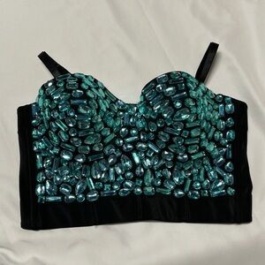 Charmian Rhinestone Push Up Bra Bustier 2XL Clubwear Selena *Runs Small*